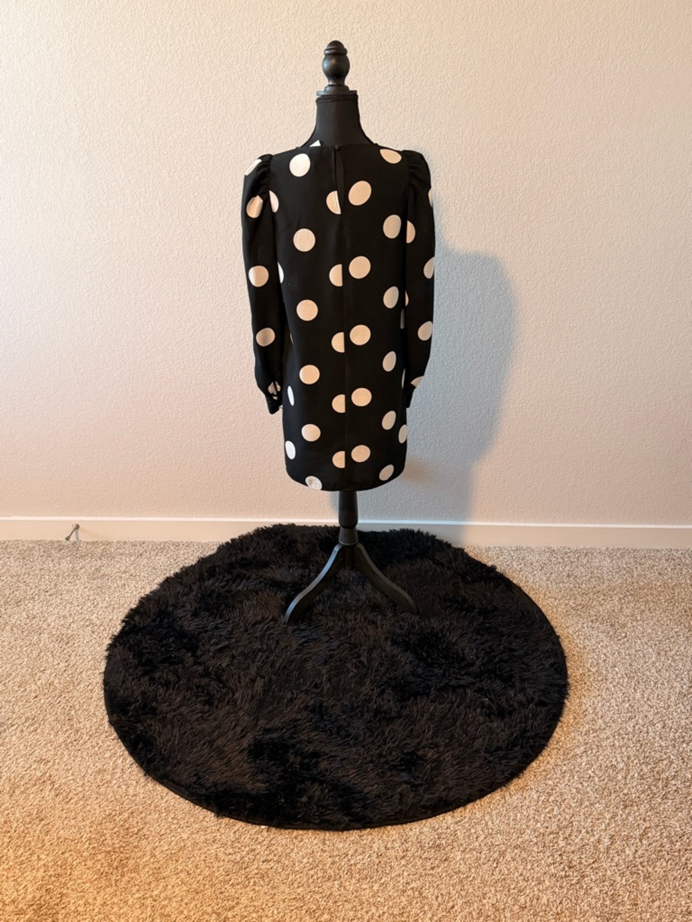 Polka Dot Mini Dress | Puff Sleeve | Chic Minimalist | Date Night | XS - Picture 2 of 3